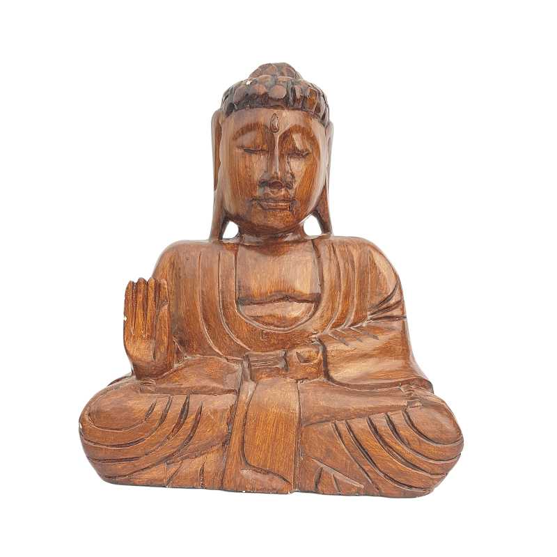 Großer Holz Buddha farbig